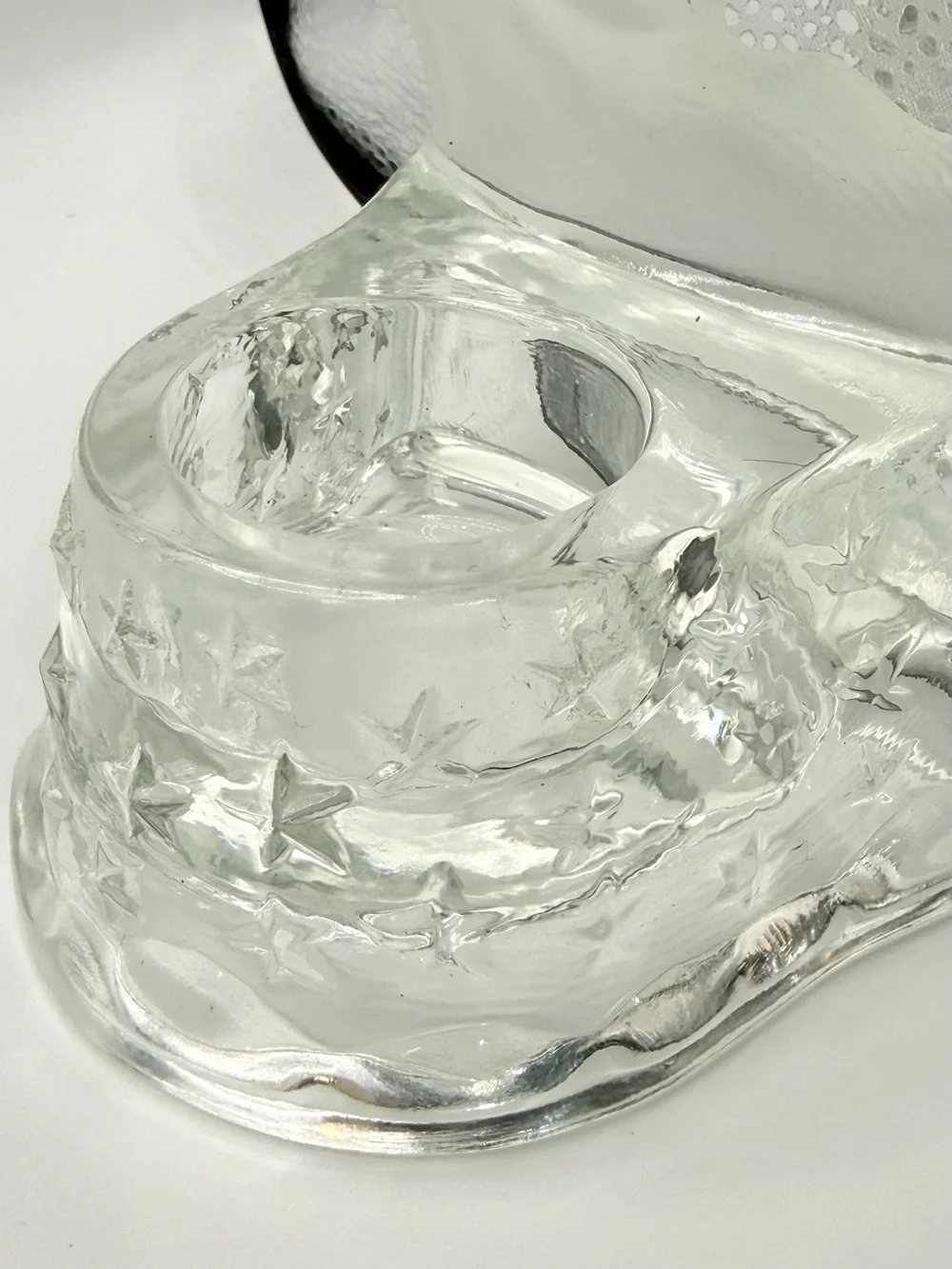 Vintage PartyLite Celestial Crescent Moon & Stars Glass Votive Holder